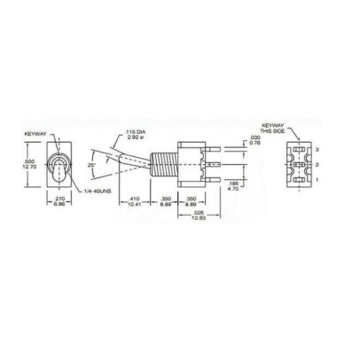 T80-T ON-ON 3 Pin Yaylı Toggle Switch - 3