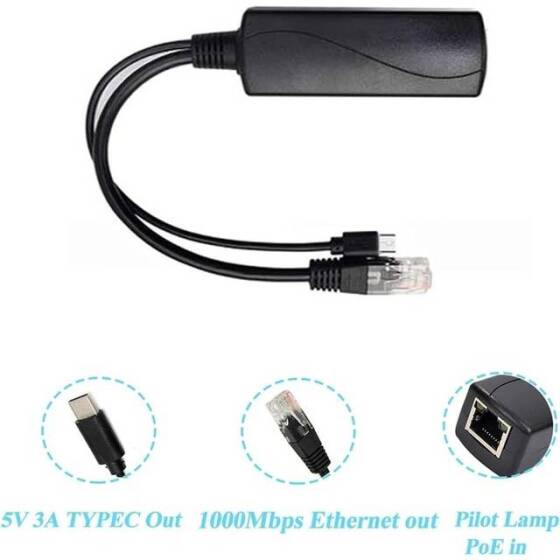 Tip C Gigabit PoE Ayırıcı 48V - 5V 3A - 2