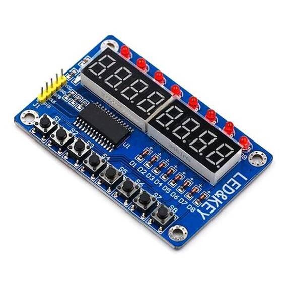 TM1638 Modülü Anahtar Ekran AVR Arduino 8-Bit Dijital LED Karti - 1