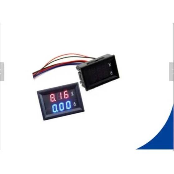 0.28 inç 100V 100A Çift Led Voltmetre Ampermetre Mavi+Kırmızı - 1