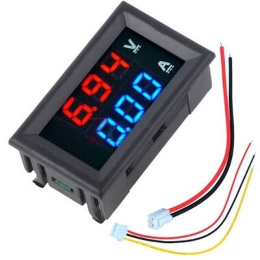 0.28 inç 100V 10A Çift Led Voltmetre Ampermetre Mavi+Kırmızı - 2