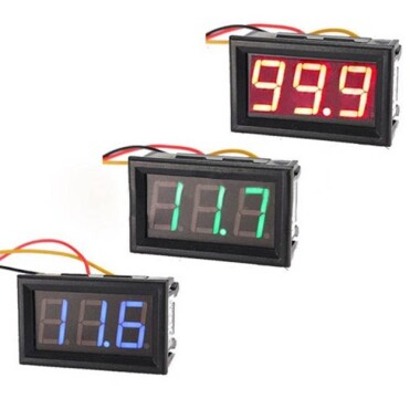 0.56 inç DC 0-100V Üç Kablolu LCD Mavi Işık Dijital Voltmetre Kırmızı - 2