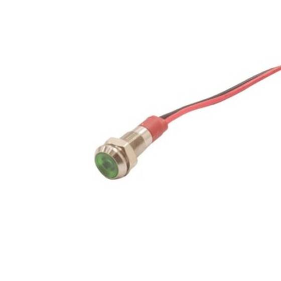 06L-P1 6mm 12-24V Kablolu Metal Sinyal Lambası - Yeşil - 1