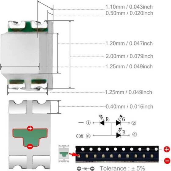 0805 (2012) Geniş Açılı SMD LED RGB SMD LED - 2