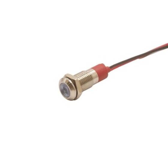 08L-P1 8mm 12-24V Kablolu Metal Sinyal Lambası - Mavi - 1