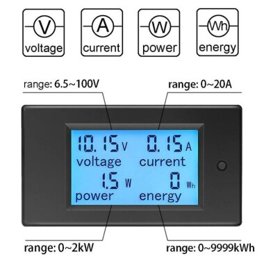 100V 20A OLED Dijital Test Cihazı Amp Volt Güç ölçer Zaman Kapasitesi Enerji Sıcaklığı - 2