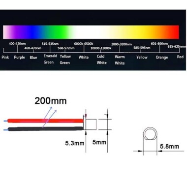 110V 3mm Şeffaf Mavi LED 20cm Kablolu - 2