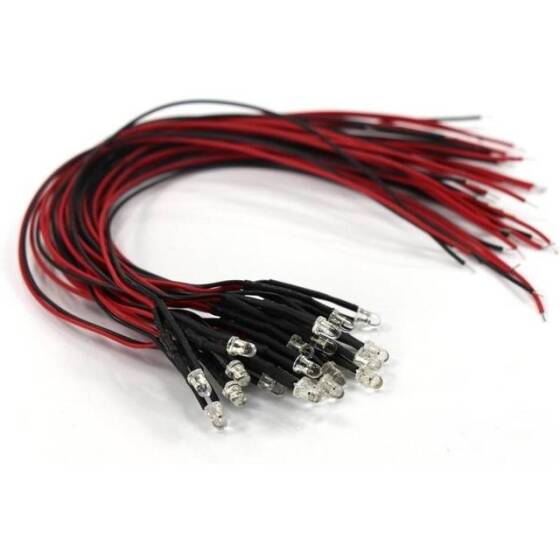 12-18V 3mm Sıcak Beyaz LED 20cm Kablolu - 1