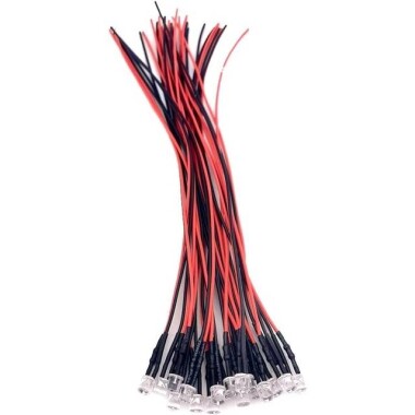 12-18V 5mm Şeffaf Mor LED 20cm Kablolu - 2