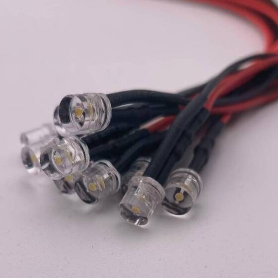 12-18V 5mm Şeffaf Mor LED 20cm Kablolu - 4