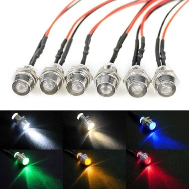 12-18V 8mm Şeffaf Sarı LED 20cm Kablolu - 5