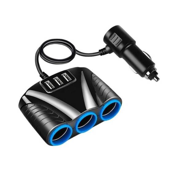 120W 10A 3'lü USB'li Çakmaklık Çoklayıcı - 1