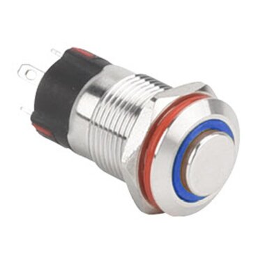 12A-G1-E 12mm Çıkık Yaylı Işıklı Metal Buton - Mavi - WDELE