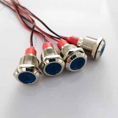 12mm 3-9V Mavi LED Metal Sinyal Lambası - Metal İndicator Light - 3