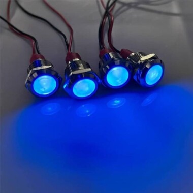 12mm 3-9V Mavi LED Metal Sinyal Lambası - Metal İndicator Light - 4