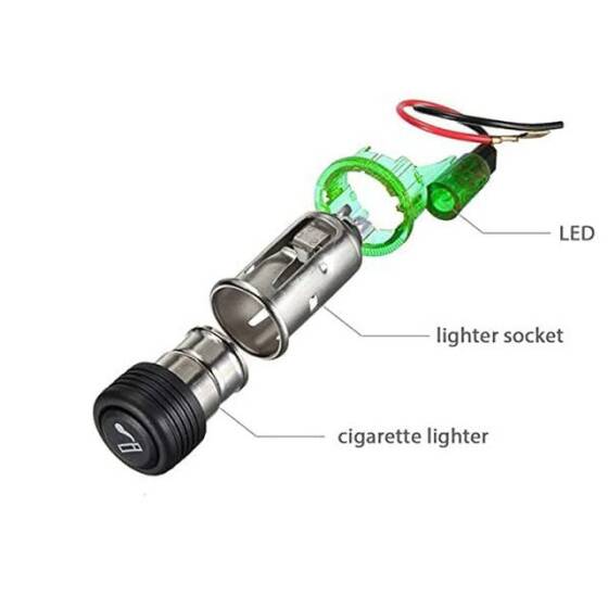12V 120W Işıklı Oto Çakmaklık - Kırmızı - 3