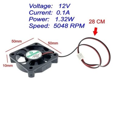 12V DC 5010 Yağ İçeren Fan-XH2-54-2P 12cm Kablo Boyutu:50x50x10mm - 2