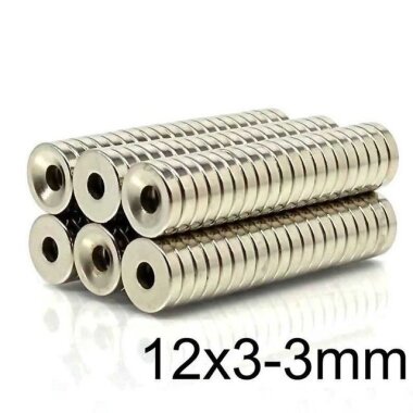 12X3-3mm Havşa Delikli Neodyum Güçlü Mıknatıs - Neodim Magnet - Görsu Elektronik