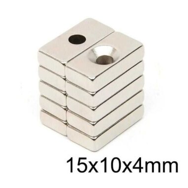 15X10x4-4mm Havşa Delikli Neodyum Güçlü Mıknatıs - Neodim Magnet - Görsu Elektronik
