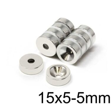 15X5-5mm Havşa Delikli Neodyum Güçlü Mıknatıs - Neodim Magnet - Görsu Elektronik