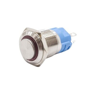 16A-G1Z-E 16mm Çıkık Anahtarlı Işıklı Metal Buton - Kırmızı - 1