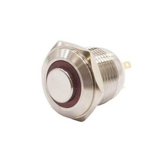 16H-G1-E 16mm Çıkık Yaylı Işıklı Metal Buton - Kırmızı - 1