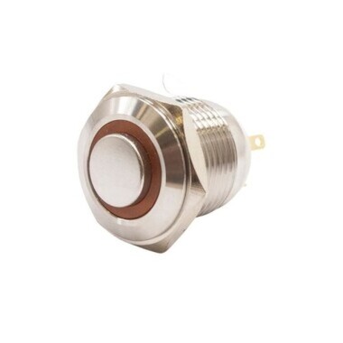 16H-G1-E 16mm Çıkık Yaylı Işıklı Metal Buton - Sarı - Görsu Elektronik