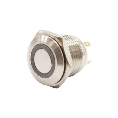 16H-P1-E 16mm Düz Yaylı Işıklı Metal Buton - Beyaz - Görsu Elektronik