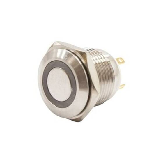 16H-P1-E 16mm Düz Yaylı Işıklı Metal Buton - Beyaz - 1