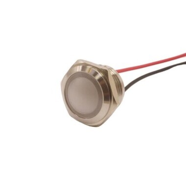 16L-P1 16mm 12-24V Kablolu Metal Sinyal Lambası - Beyaz - Görsu Elektronik