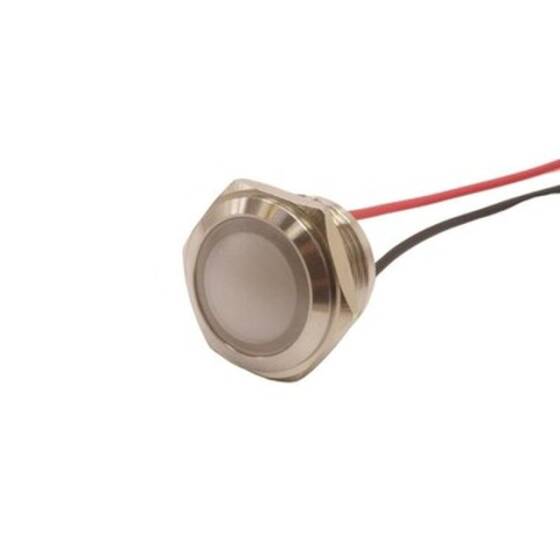 16L-P1 16mm 12-24V Kablolu Metal Sinyal Lambası - Beyaz - 1