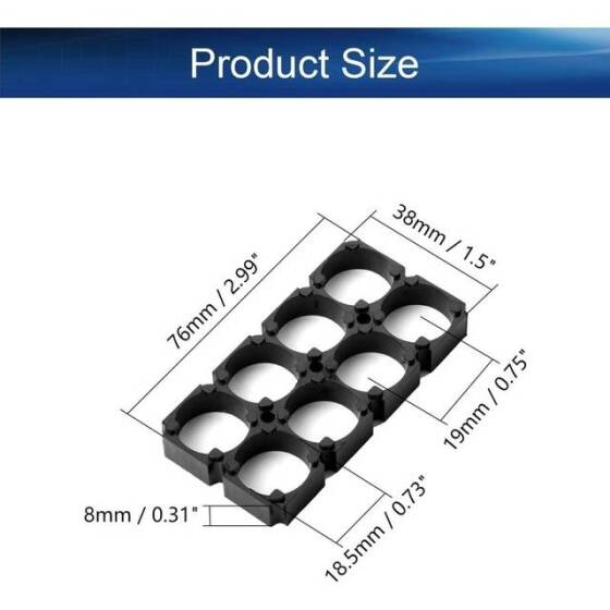 18.5mm Delik Çaplı 2x4 8'li 18650 Pil Tutucu - 3