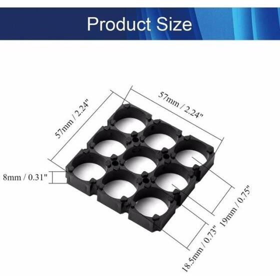 18.5mm Delik Çaplı 3x3 9'lu 18650 Pil Tutucu - 3