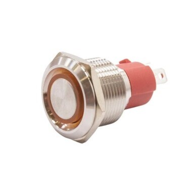 19D-P1Z-E 19mm Düz Anahtarlı Işıklı Metal Buton - Sarı - Görsu Elektronik