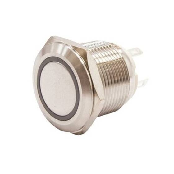 19H-P1-E 19mm Düz Yaylı Işıklı Metal Buton - Mavi - 1