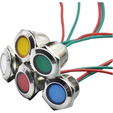 19mm 10-24V Sarı LED Metal Sinyal Lambası - Metal İndicator Light - 2