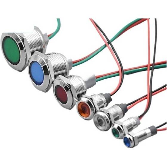 19mm 10-24V Sarı LED Metal Sinyal Lambası - Metal İndicator Light - 3