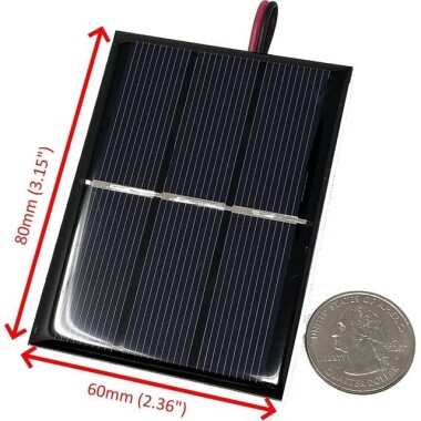 1V 500MA Günel Paneli - Solar Panel - Güneş Pili 15cm Kablolu 60x60mm - 2