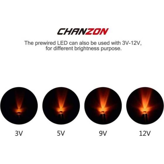 22-28V 3mm Şeffaf Turuncu LED 20cm Kablolu - 4