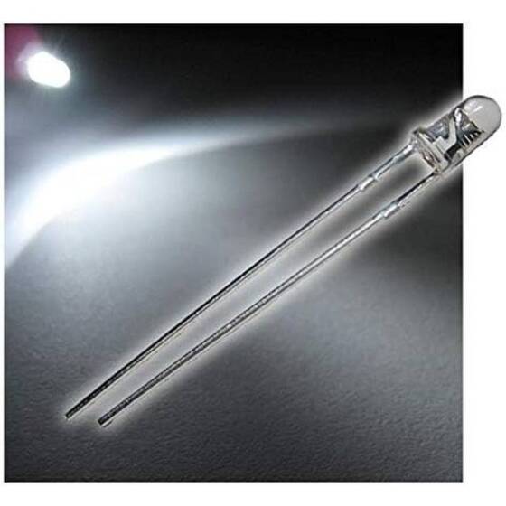 22-28V 3mm Şeffaf Yeşil LED 20cm Kablolu - 1