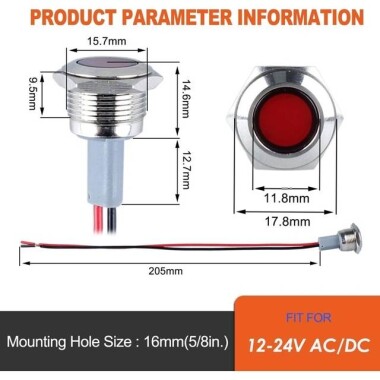 22-28V 5mm Beyaz LED Metal Led Yuvası Dahil 20cm Kablolu - 2