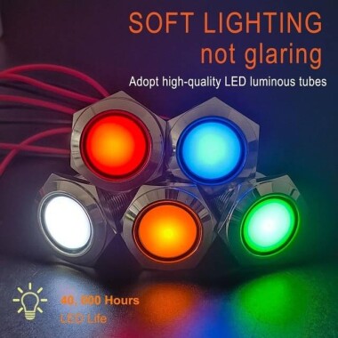 22-28V 8mm Mavi LED 20cm Kablolu - 5