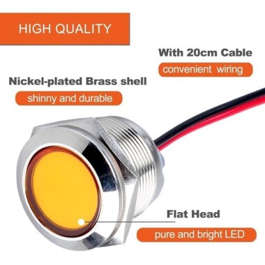 22-28V 8mm Sarı LED 20cm Kablolu - 3