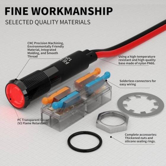 22-28V 8mm Şeffaf Sarı LED 20cm Kablolu - 4