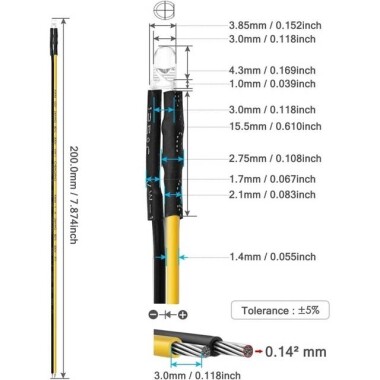 220V 3mm Sarı LED 20cm Kablolu - 3