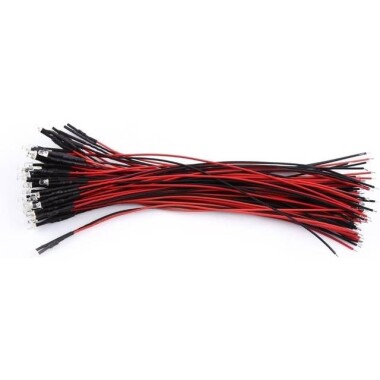 220V 3mm Şeffaf Kırmızı LED 20cm Kablolu - 1