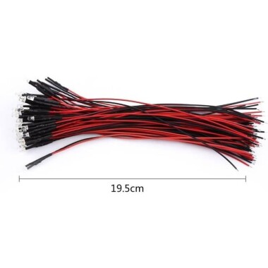 220V 3mm Şeffaf Kırmızı LED 20cm Kablolu - 2