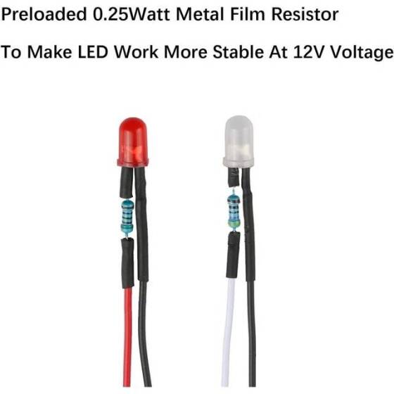 220V 5mm Kırmızı LED 20cm Kablolu - 4