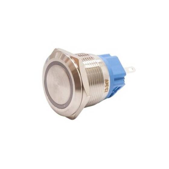 22B-P1Z-E 22mm Düz Anahtarlı Işıklı Metal Buton - Beyaz - 1