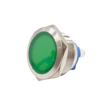 22L-P1 22mm 12-24V Metal Sinyal Lambası - Yeşil - Görsu Elektronik